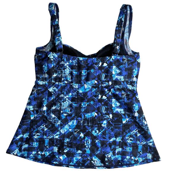 TYR DuraFast Elite Tremiti Twisted Bra Tankini Swim Top Black Blue Size 8 SAMPLE - Picture 3 of 6